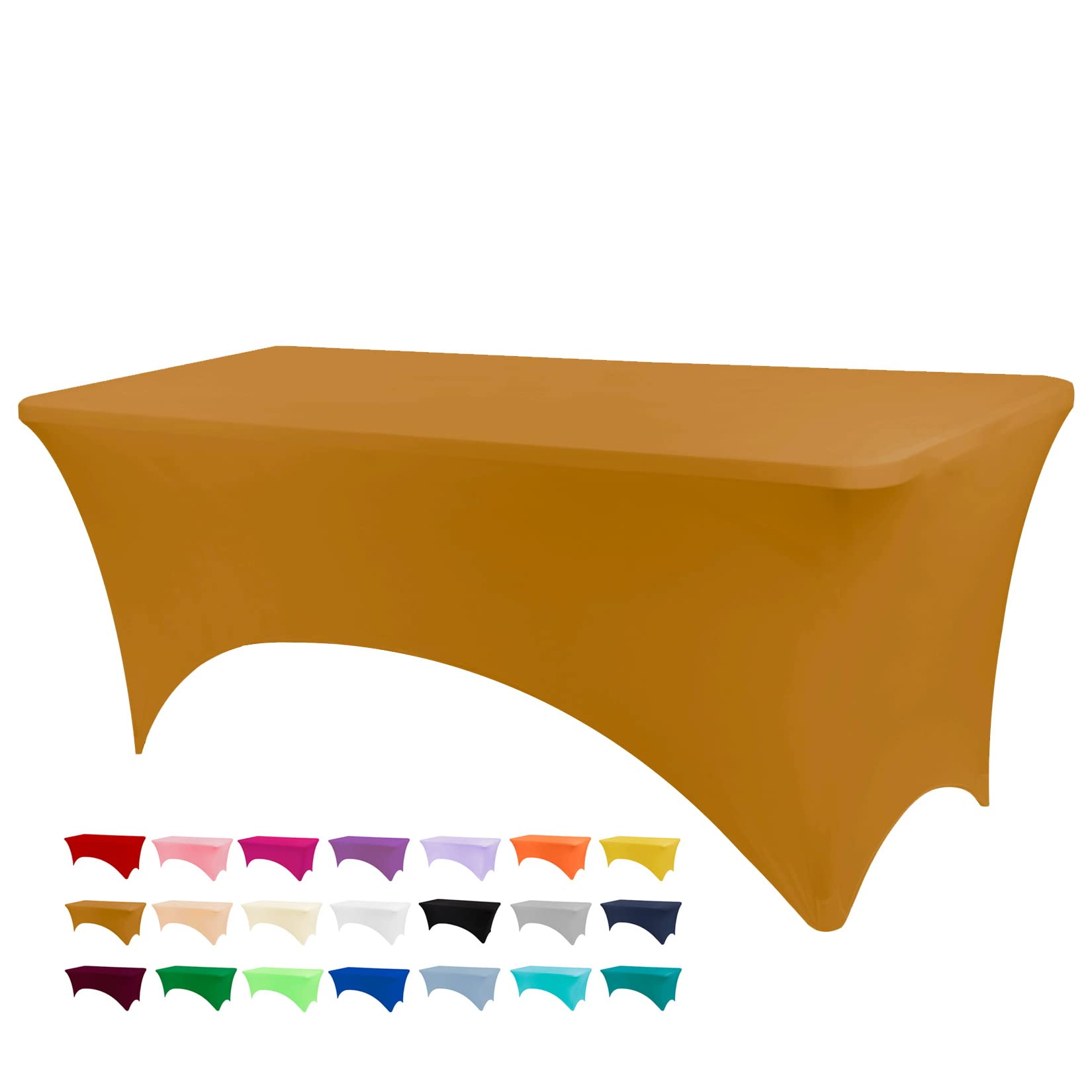 Bddc Table Covers For 8 Foot Tables, Spandex Table Covers 8Ft, Gold Table Cloths Rectangle 8Ft For Events, Wedding, Banquets & P