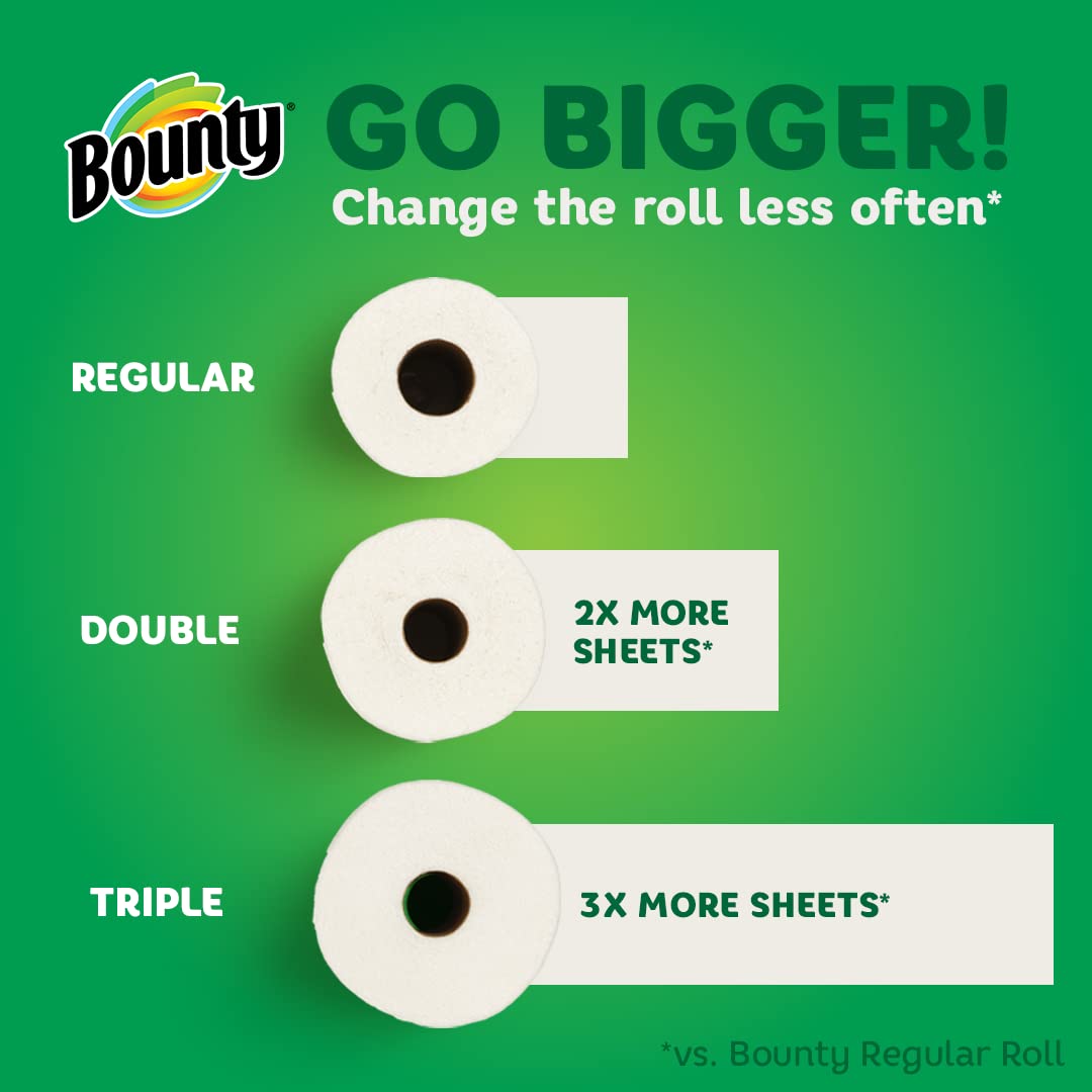 Bounty Full Sheet Paper Towels, White, 6 Double Rolls = 12 Regular Rolls