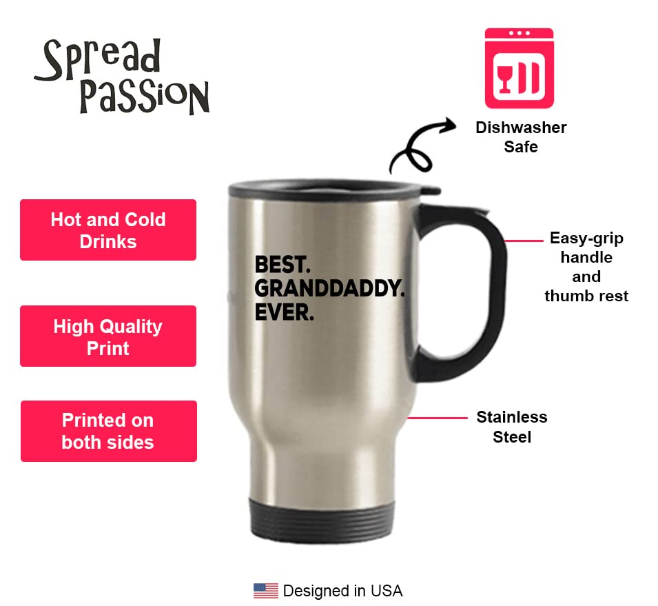 Spreadpassion Granddaddy Travel Mug, Best Granddaddy Ever, Granddaddy Gifts, 14Oz Stainless Steel Tumbler, Granddaddy Tumbler, B