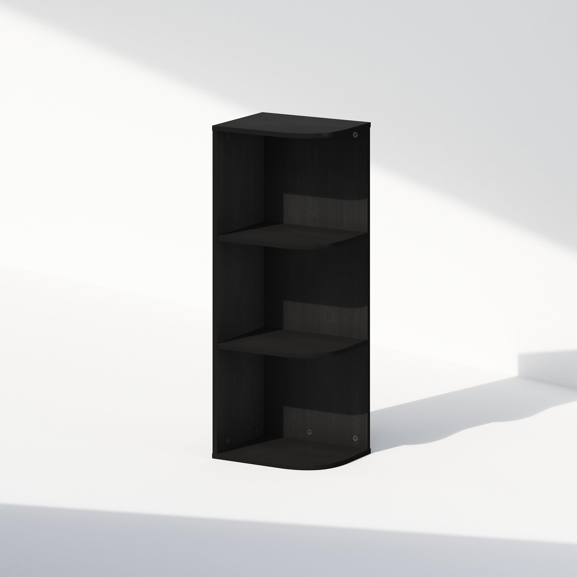 Furinno Reed 3-Tier Space Saving Corner Storage Display Shelf, Blackwood