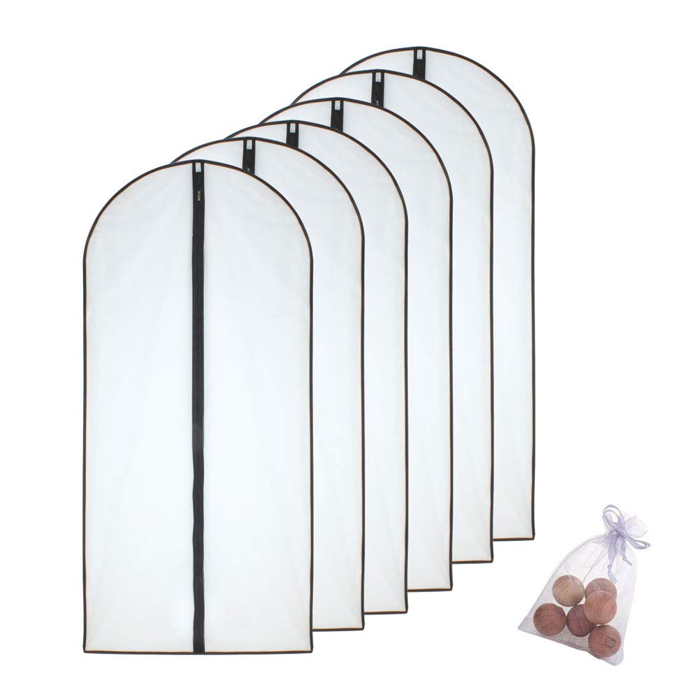 Homeclean Garment Bag Black Side Breathable Clear Full Zipper Bags For Clothes Storage (24'' X 40'', Black + Balls)