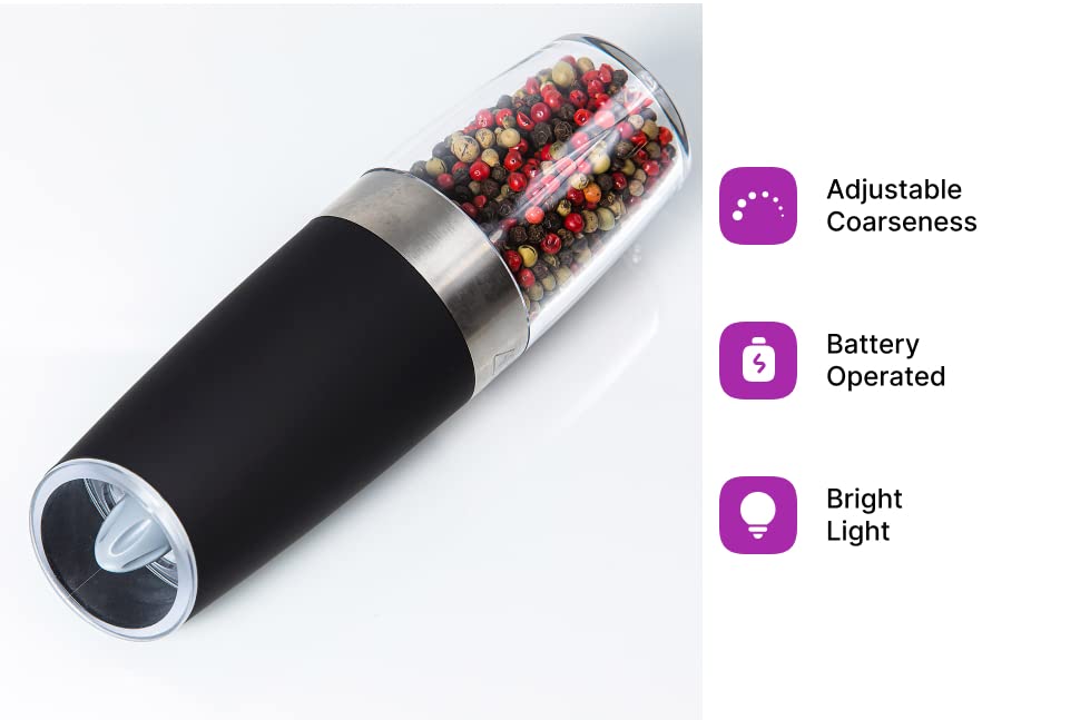 Ksl Gravity Electric Salt And Pepper Grinder Set - Mother'S Day Gift - Adjustable Motorized Electrical Powered Auto Shakers-Auto