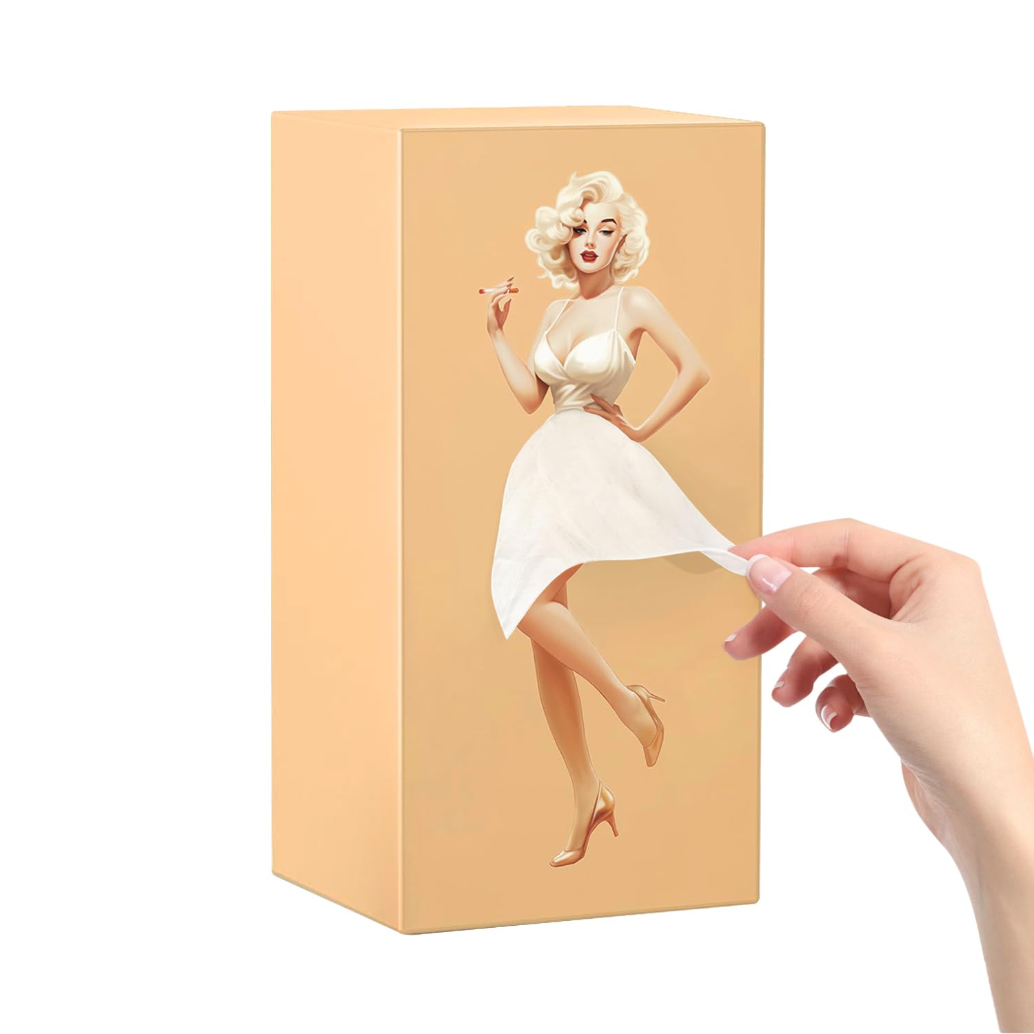 Sirmme Funny Skirt Tissue Box Cover 4.4In Thick Vintage Classy Cute Lady Skirt Tissue Box Holder Rectangular Creative Unique Dec