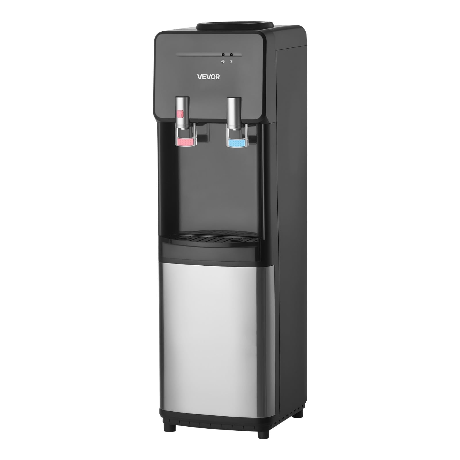 VEVOR Top Loading Water Cooler Dispenser, Hot and Cold Water Dispenser for 3 or 5 Gallons Bottles, Sturdy Stainless Steel and Ch