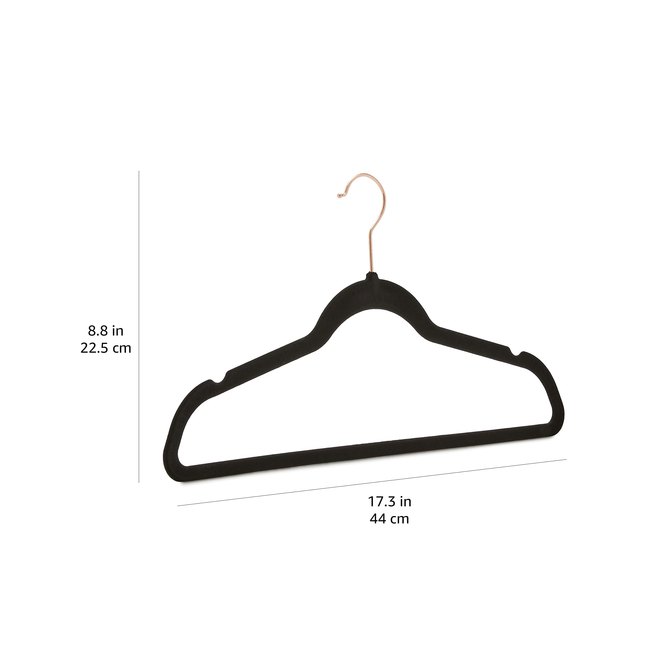 Amazon Basics Slim, Velvet, Non-Slip Suit Clothes Hangers, Black/Rose Gold - Pack Of 50