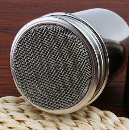 Dnhcll Stainless Steel Fine Mesh Shaker Cinnamon Icing Sugar Powder Cocoa Flour Chocolate Coffee Sifter,Powder Sugar Shaker With