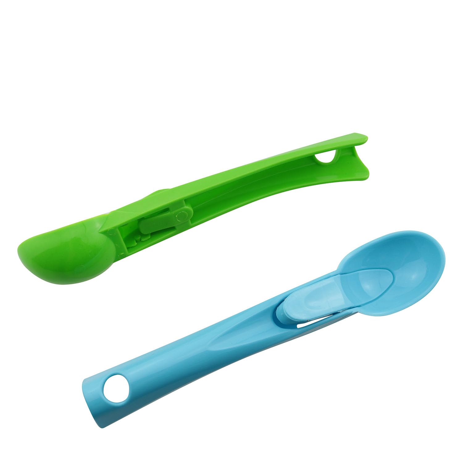 Jcbiz 4Pcs Ice Cream Scoop Fruit Spoons Plastic Melon Baller Watermelon Scooper Kitchen Accessories 4 Colors (Orange, Green, Pin