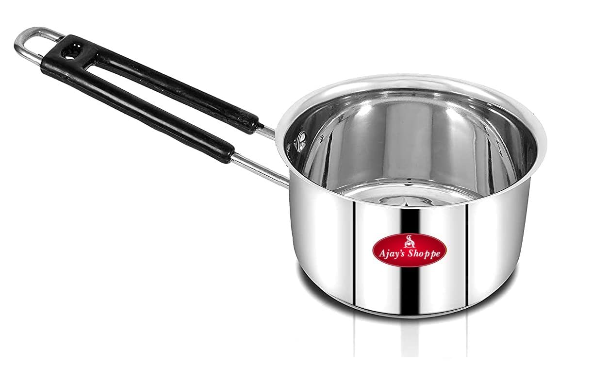AjayS Shoppe Heavy Gauge Stainless Steel Saucepan/Tea Pan  1.2 Liter | Induction & Gas Stove Friendly Cookware For Boiling, Hea