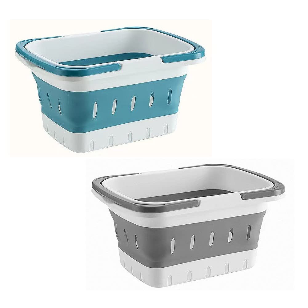 Anniya 2 Pack Portable Plastic Shower Caddy Tote, Collapsible Small Basket With Handles, Box Organizer Bin For Bathroom, Kitchen