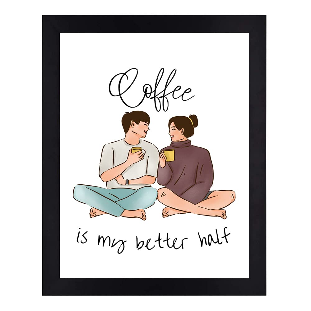 Interio Crafts Coffee Quotes Wall Frames, Coffee Quotes Poster For Dinning, Kitchen, Cafe, Restaurant Wall Decoration, Synthetic