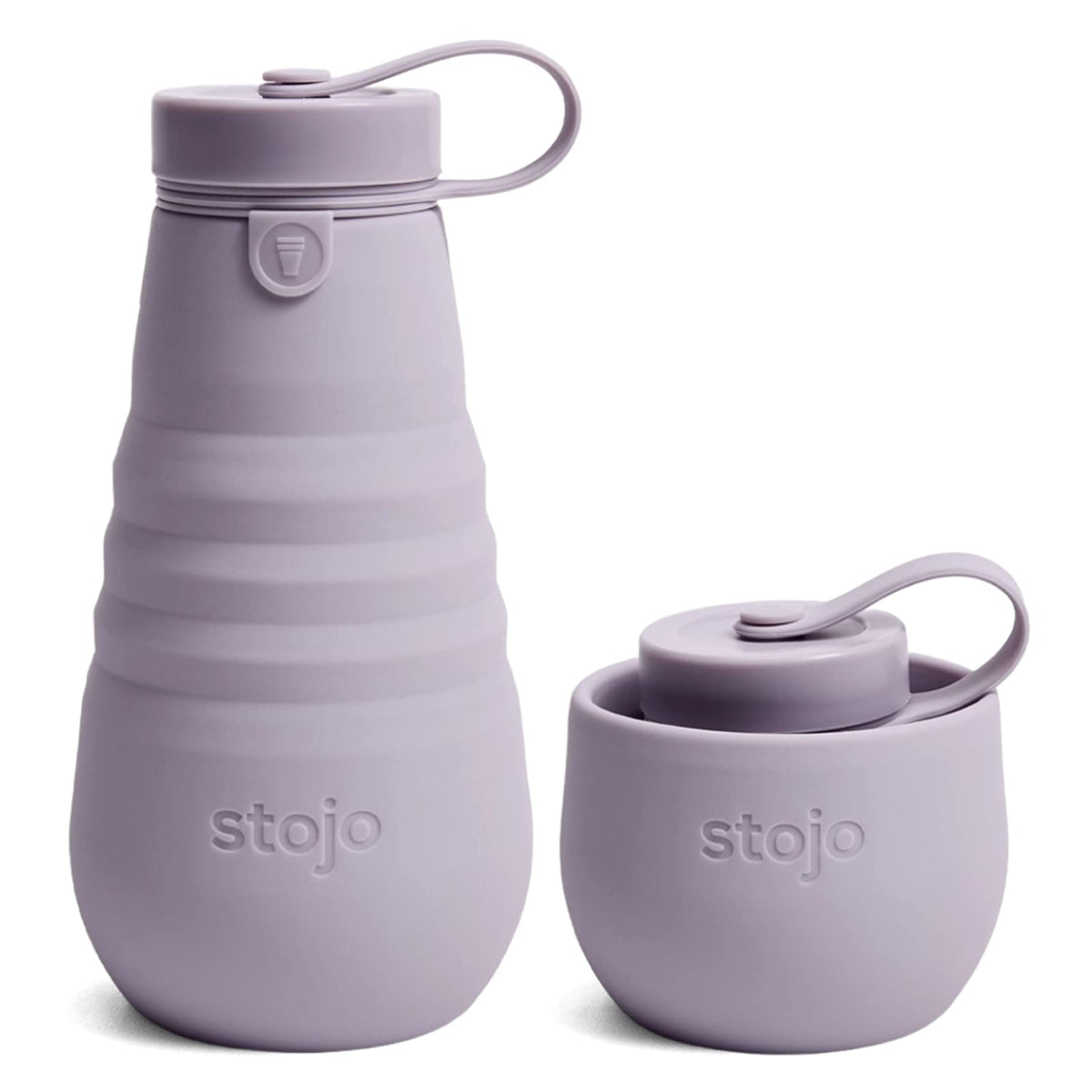Stojo Collapsible Water Bottle - Lilac Purple, 20Oz / 592Ml - Leak-Proof Reusable Silicone Travel Cup For Hot & Cold Drinks - Mi