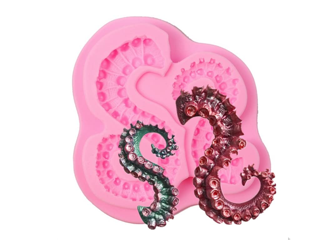 Mausong Sea Octopus Tentacles Silicone Mold Cake Border Fondant Molds Cake Decorating Tools Candy Clay Chocolate Gumpaste Moulds
