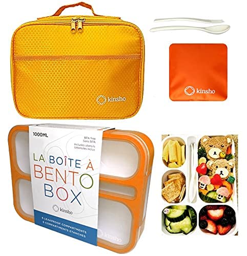 Bento-Box With Bag And Ice Pack. Lunch Boxes Snack Containers For Kids Boys Girls Adults. 6 Compartments, Leakproof Portion Cont