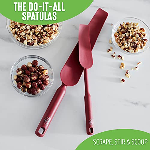 Greenlife Cooking Tools And Utensils, Easy Reach Silicone Spatula Set For Baking Mixing And Stirring, Heat And Stain Resistant,