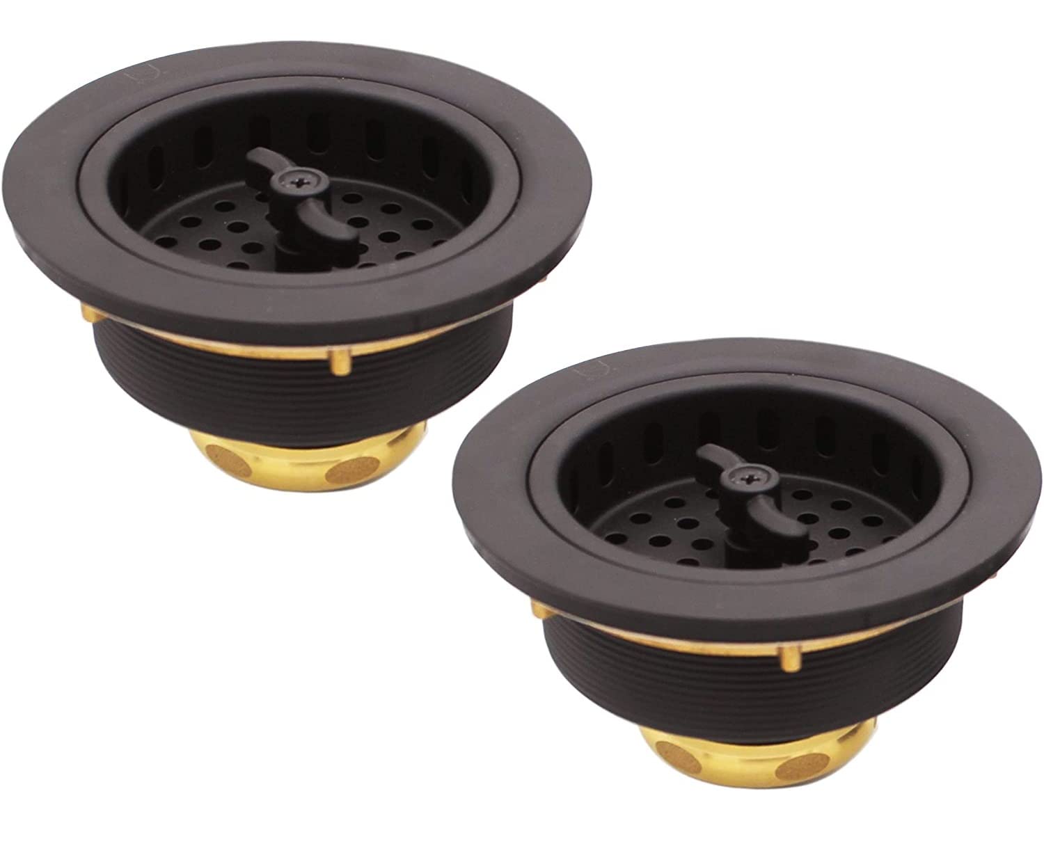 Westbrass Wing Nut Style Large Kitchen Sink Basket Strainer, 2 Pack, Oil Rubbed Bronze, D2135-12