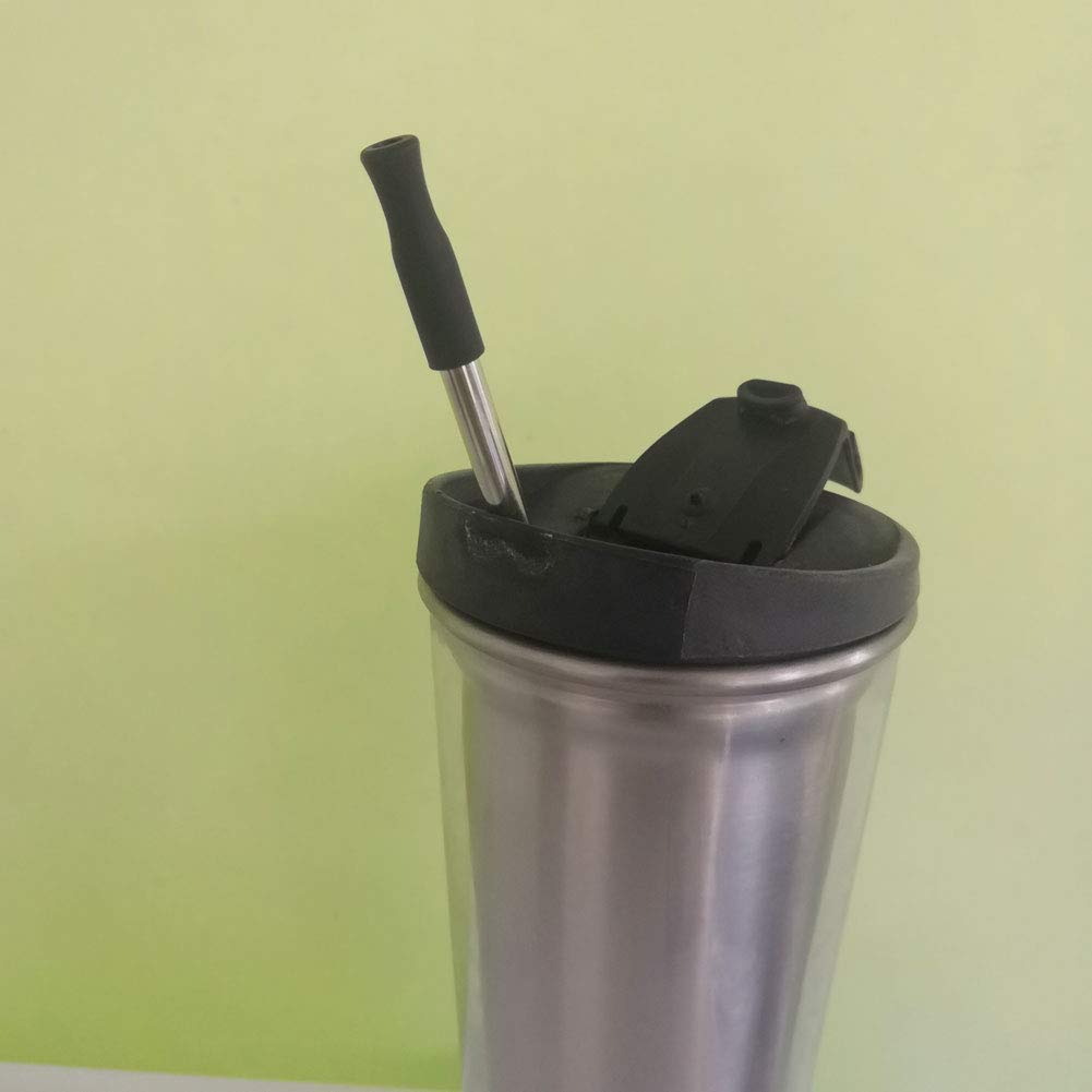 22Pcs Reusable Straws Tips, Silicone Straw Tips, Black Food Grade Straws Tips Covers Only Fit For 1/4 Inch Wide(6Mm Out Diameter