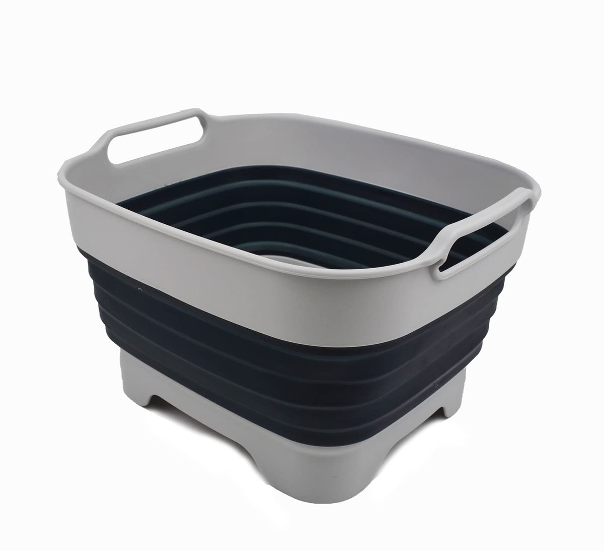 Sammart 9L Collapsible Dishpan With Draining Plug - Foldable Washing Basin - Portable Dish Washing Tub - Space Saving Kitchen St