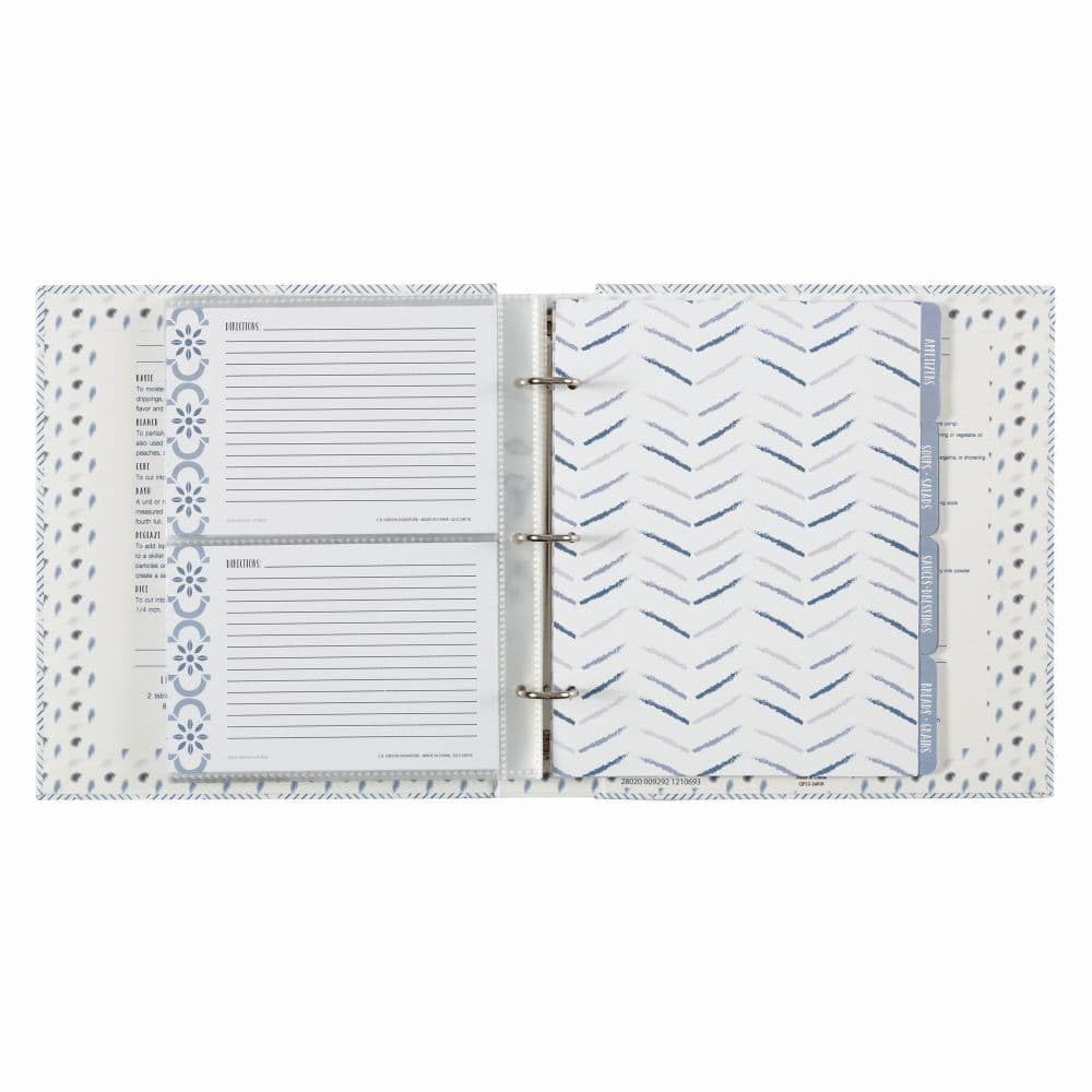 C.R Gibson Qp12-24018 3-Ring Recipe Binder With Recipe Cards, 9'' W X 9.4'' H, True Blue