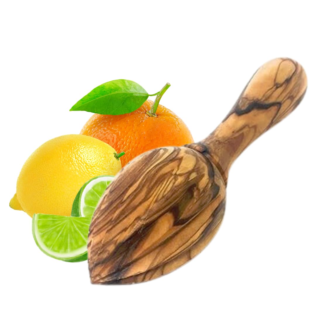Aramedia Handmade Olive Wood Lemon Juicer/Lemon Reamer - Hand Held Olive Wood Reamer For Lemons, Limes, Citrus, Orange Squeezer