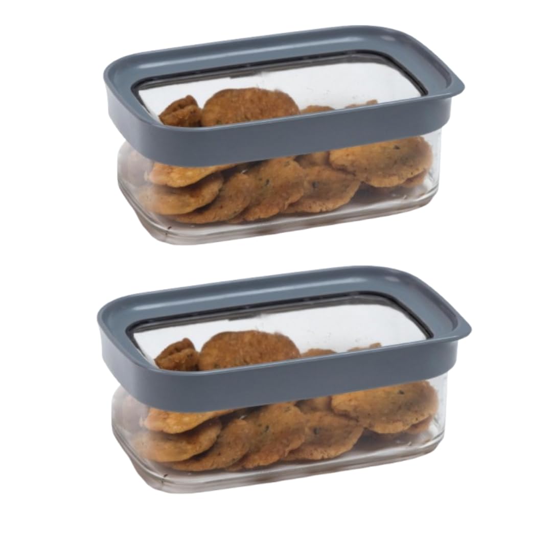 Stacpro Acrylic Airtight Kitchen Containers 500 Ml, Pack Of 2 | Bpa Free Stackable Jar, Modular Storage, Pantry Organiser, Fridg