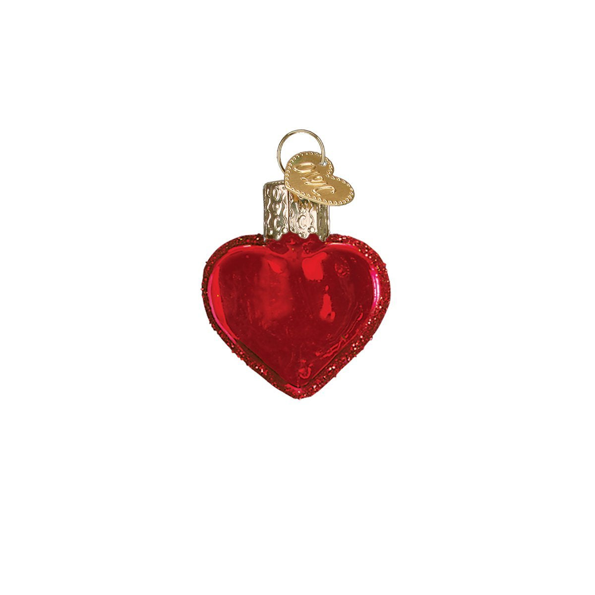 Old World Christmas Small Red Heart Glass Blown Ornament for Christmas Tree
