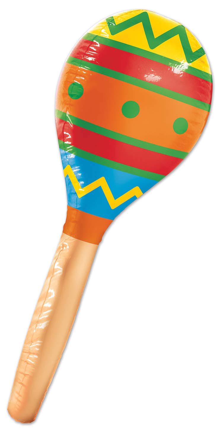 Beistle 30'' Large Inflatable Maraca Decoration - Blow Up Accessories For Mexican Theme Cinco De Mayo Fiesta Party Supplies