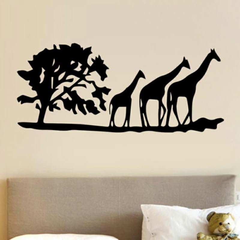 GADGETS WRAP Wall Decal Vinyl Sticker Africa Tree And Giraffes for Office Home Wall Decoration