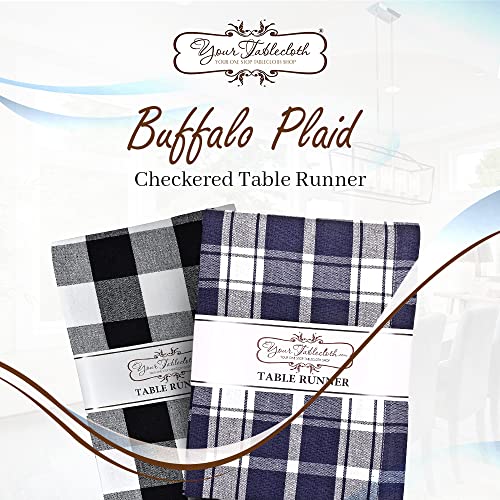 Yourtablecloth Christmas Buffalo Checkered Table Runner Great For Farmhouse Or Home14 X 108 Red And Black