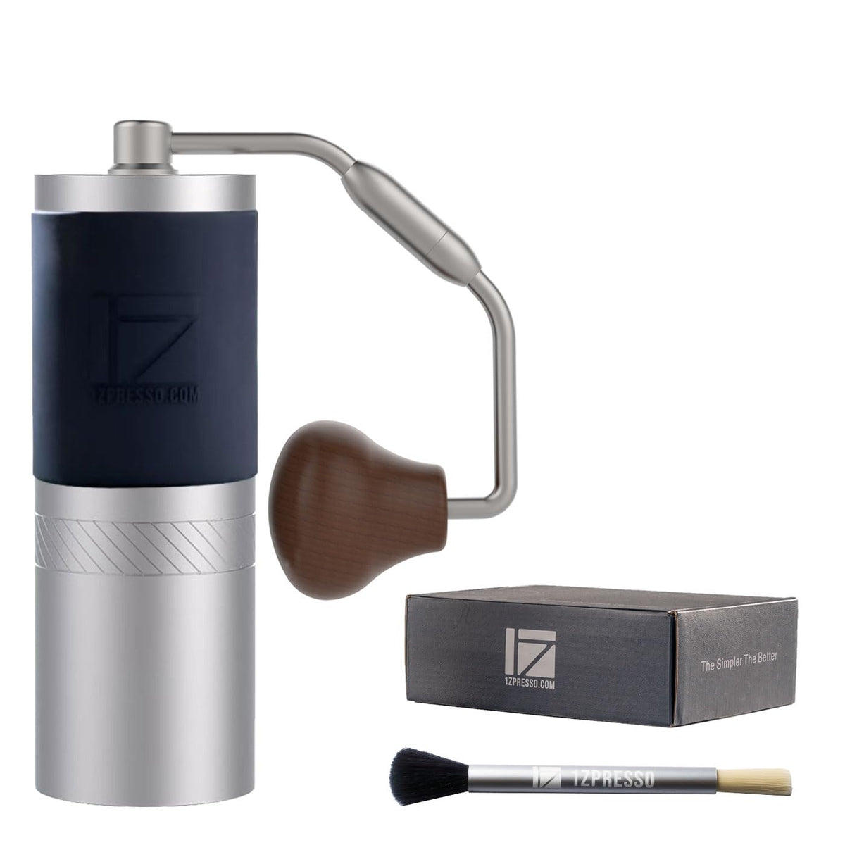 1Zpresso J Manual Coffee Grinder Silver Capacity 35G With Assembly Stainless Steel Conical Burr - Numerical Internal Adjustable
