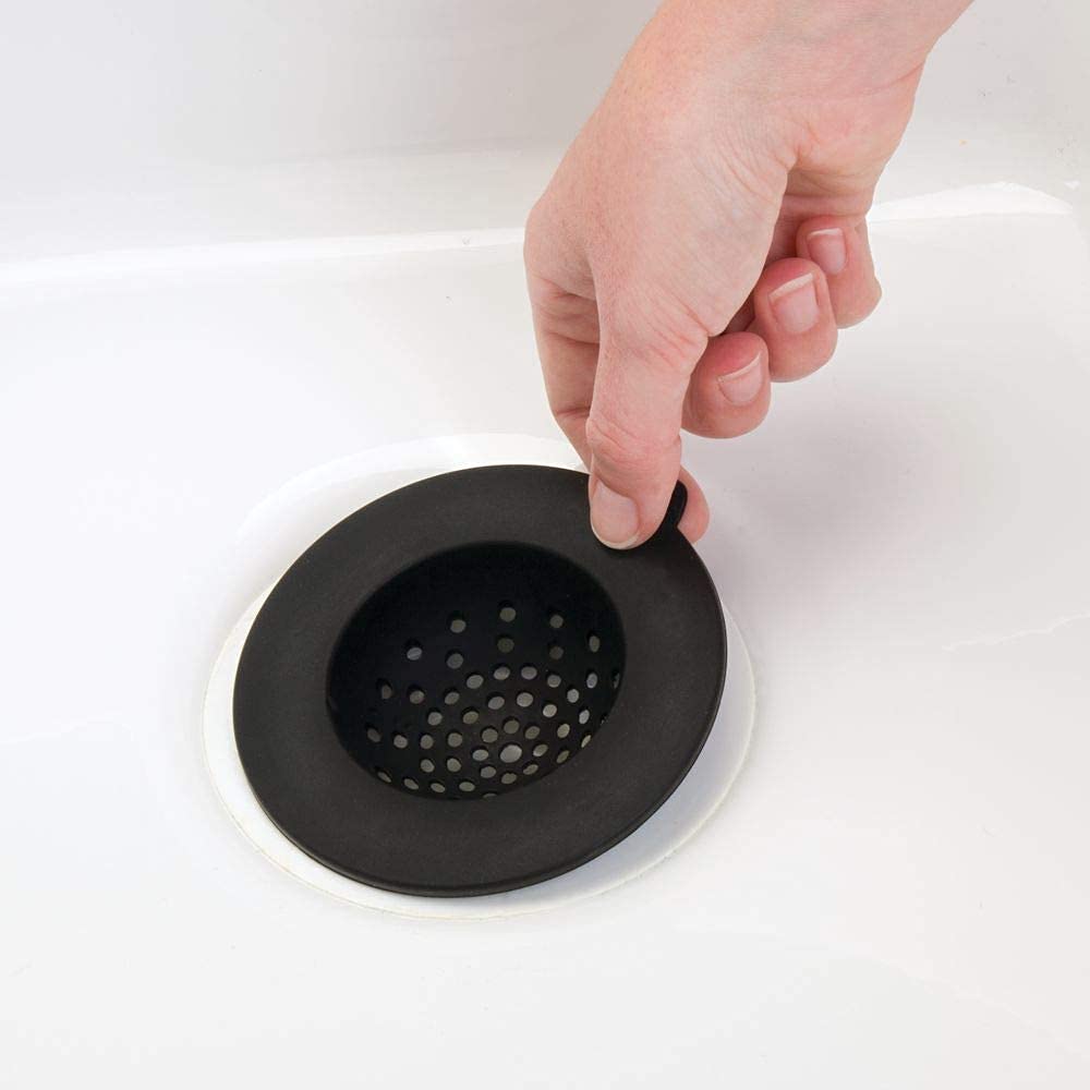 Idesign Bpa-Free Flexible Silicone Kitchen Sink Strainer, 4.3'' X 4.3'' X 1.4'', Black