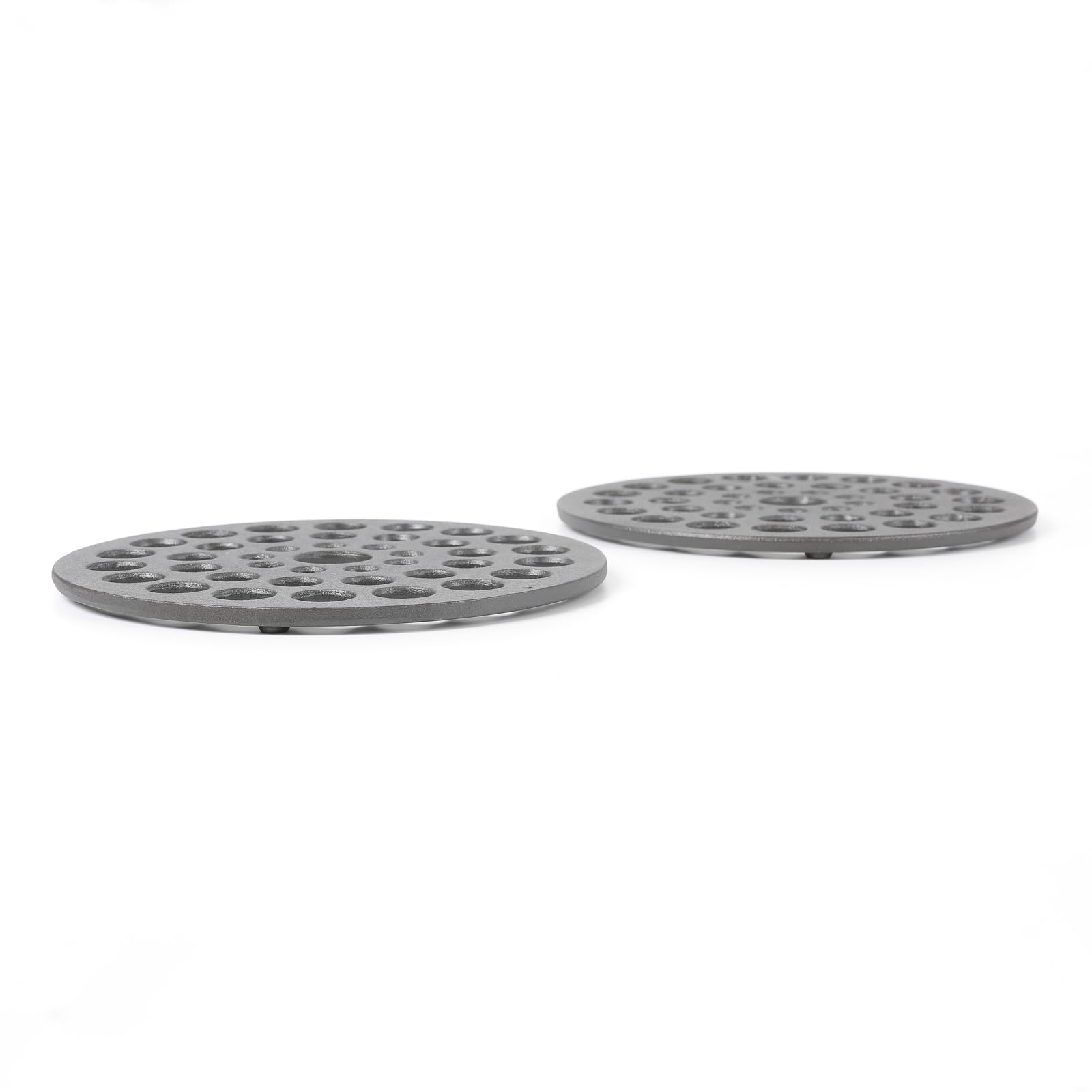 Hawok Cast Iron Round Meat Rack/Trivet Set Of 2Pc,8 Inch, Black