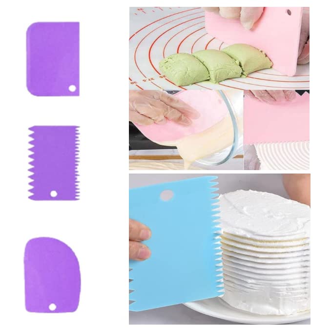 Hllmx 6 Pcs Cake Scraper Set Cake Edge Decoration Tool Cake Scraper Set Cake Scraper Smoother Tool Set Cake Icing Scraper Smooth