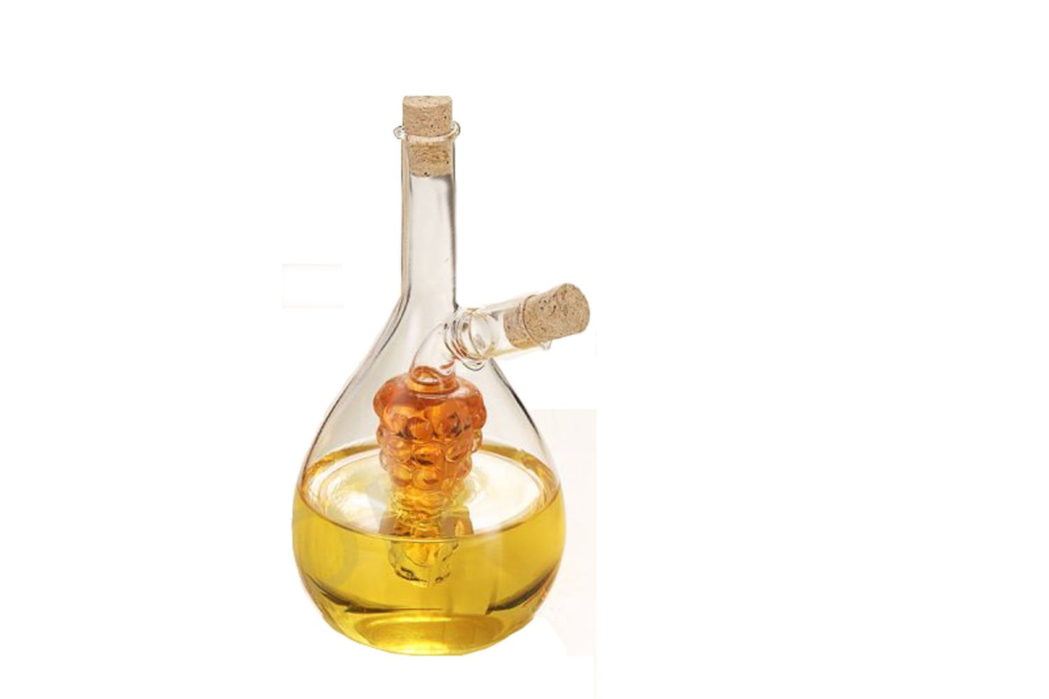 Eleton Kitchen Storage Cooking Tools Oil And Vinegar Glass Bottle, Grape Double Pourer Spout Stoppers Oil Vinegar Cruet