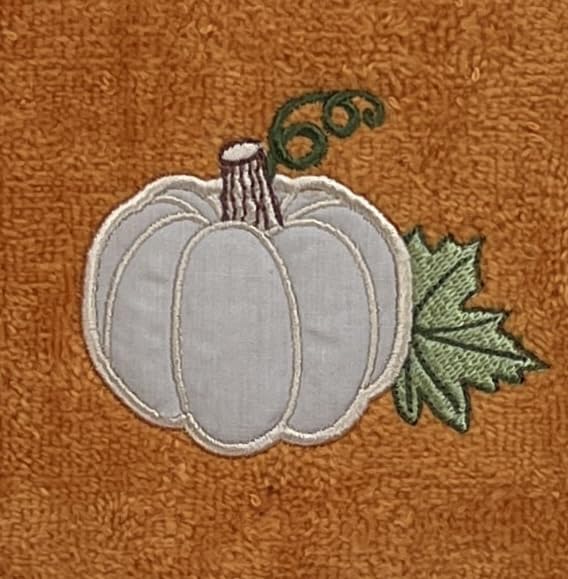Harvest Fall Tip Towels: Plush Rust Orange Cotton Towels With Pumpkin Leaf Design Set Of 2, 12'' X 18'' Inch