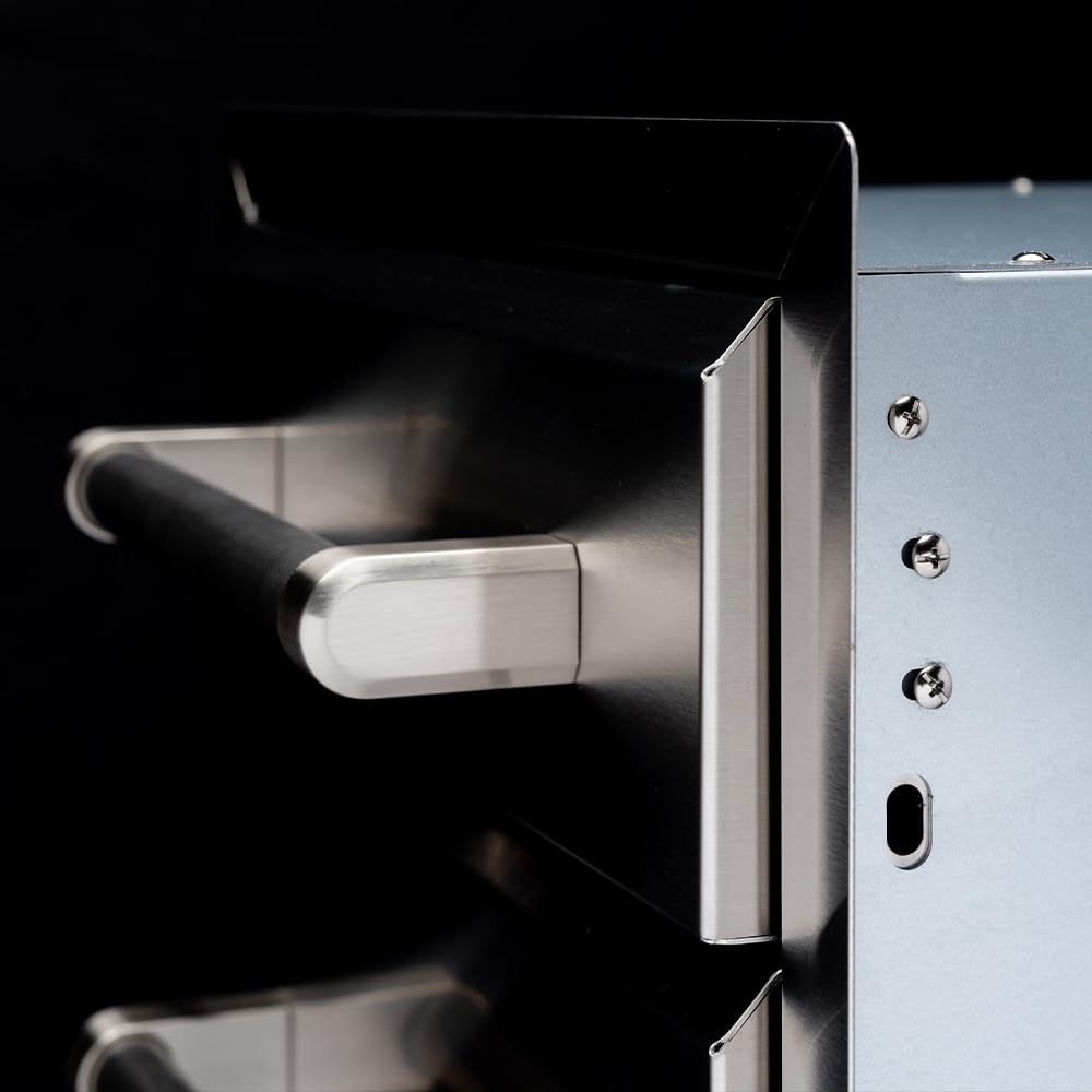 Spire Vertical Double Drawers (5''/10''), Stainless Steel, Universal Mount, Slideable Drawers, Perfect For Outdoor Kitchens, Gri