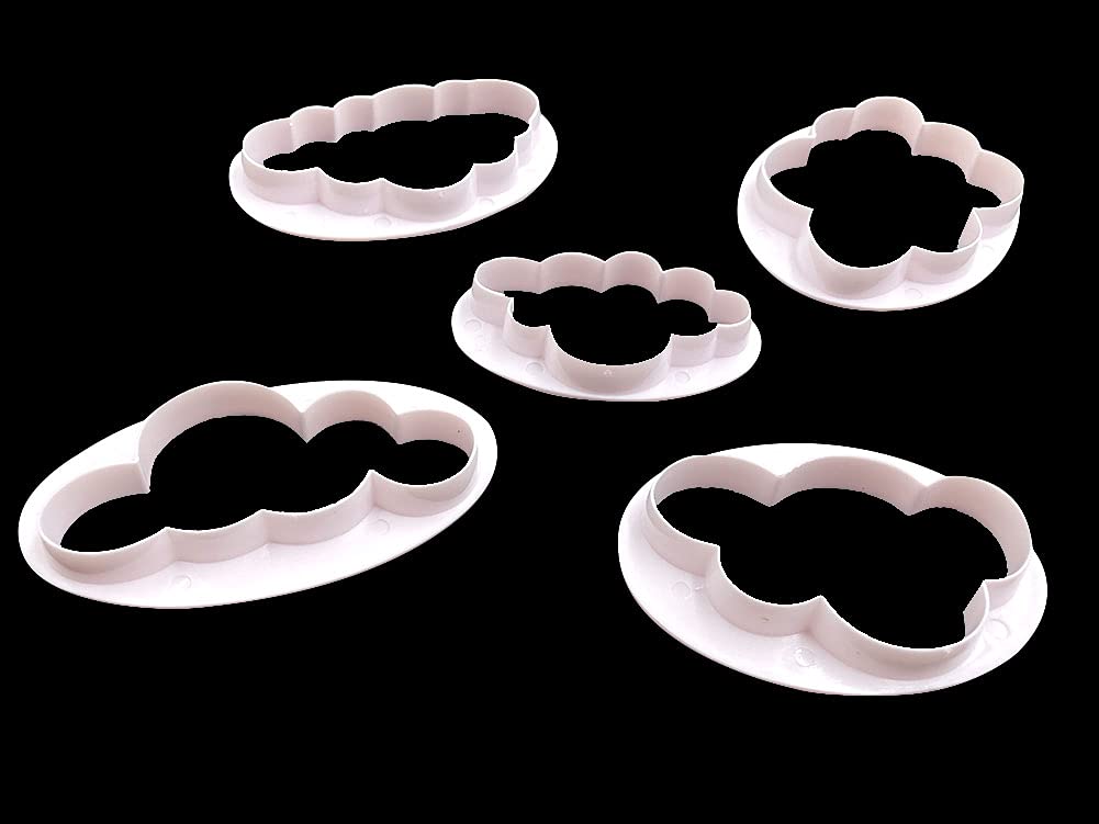 5Pcs Different Pattern Plastic Fluffy Cloud Cutters Cookie Cutters Cake Cutters Fondant Cloud Cutters