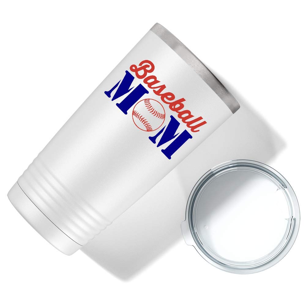 Cuptify Baseball Mom On White 20 Oz Stainless Steel Gift Travel Mug Tumbler