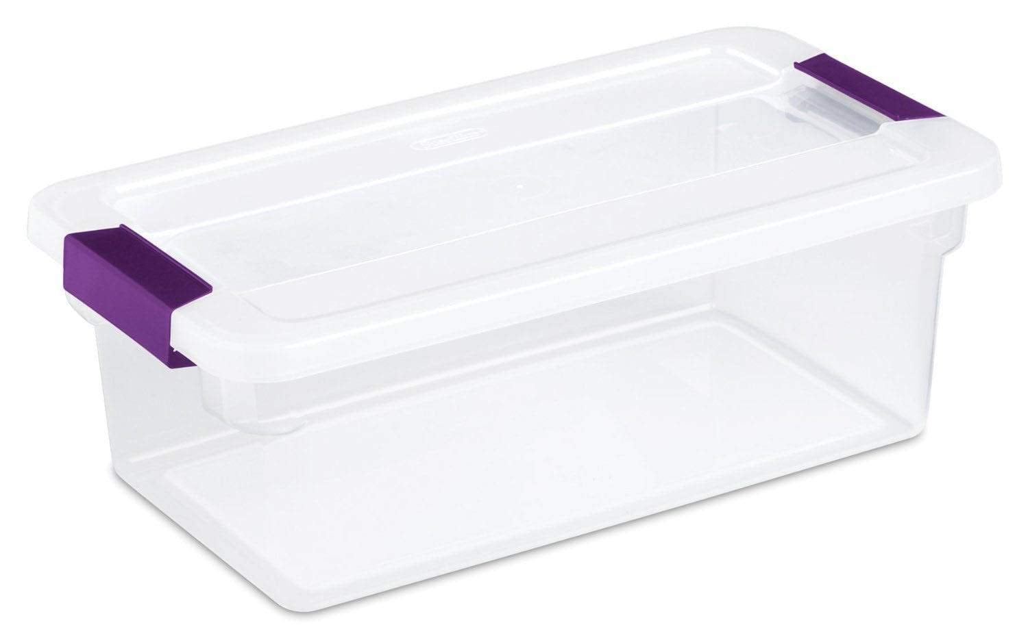 Sterilite 6 Qt ClearView Latch Storage Box, Stackable Bin with Latching Lid, Plastic Container to Organize Shoes in Closet, Clea