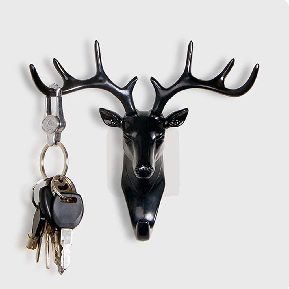 NL TRADERS Deer Head Wall Mounted Key Holder Wall Nails Without Drill Self Adhesive Wall Door Hook Hanger Bag Keys Sticky Holder