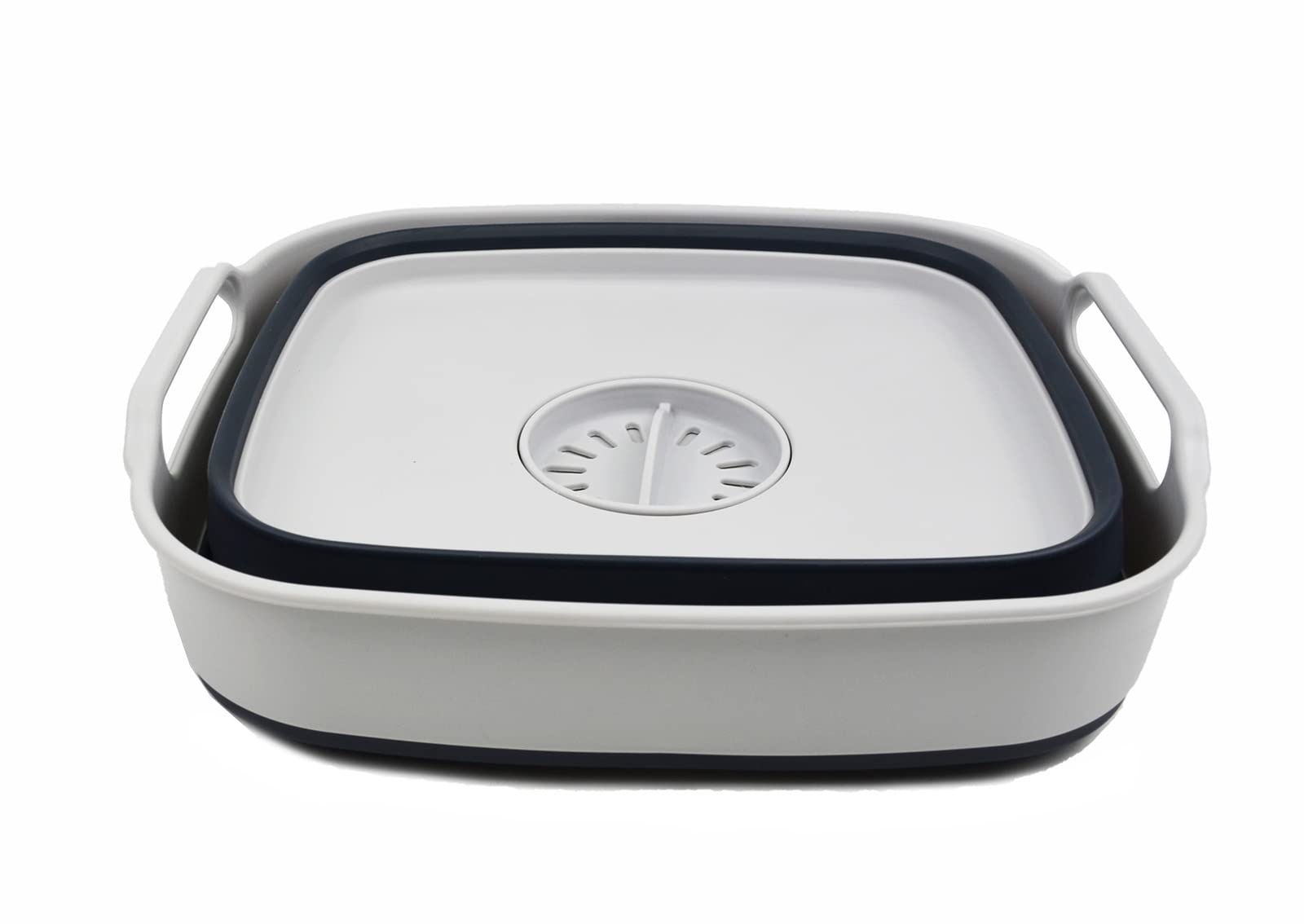 Sammart 9L Collapsible Dishpan With Draining Plug - Foldable Washing Basin - Portable Dish Washing Tub - Space Saving Kitchen St