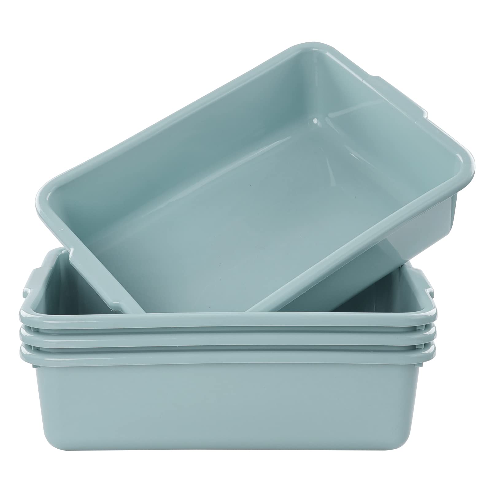 Inhouse 13 L Plastic Commercial Tote Box, Wash Tub Basin, 4-Pack, Mint Green, F