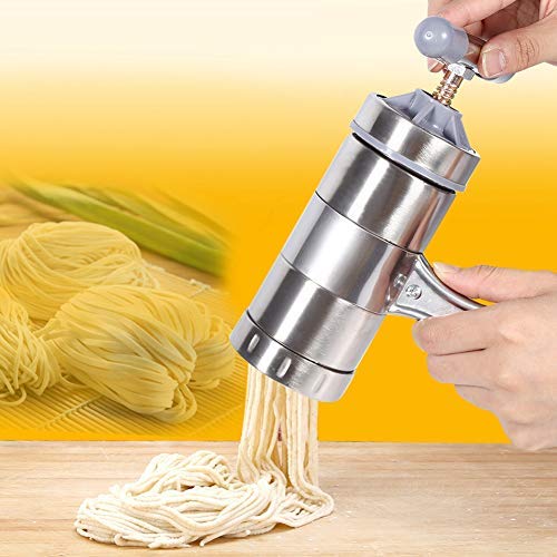 Pasta Noodle Maker, Portable Manual Operated Stainless Steel Pasta Maker Noodle Juicer Pressure Making Machine With 5