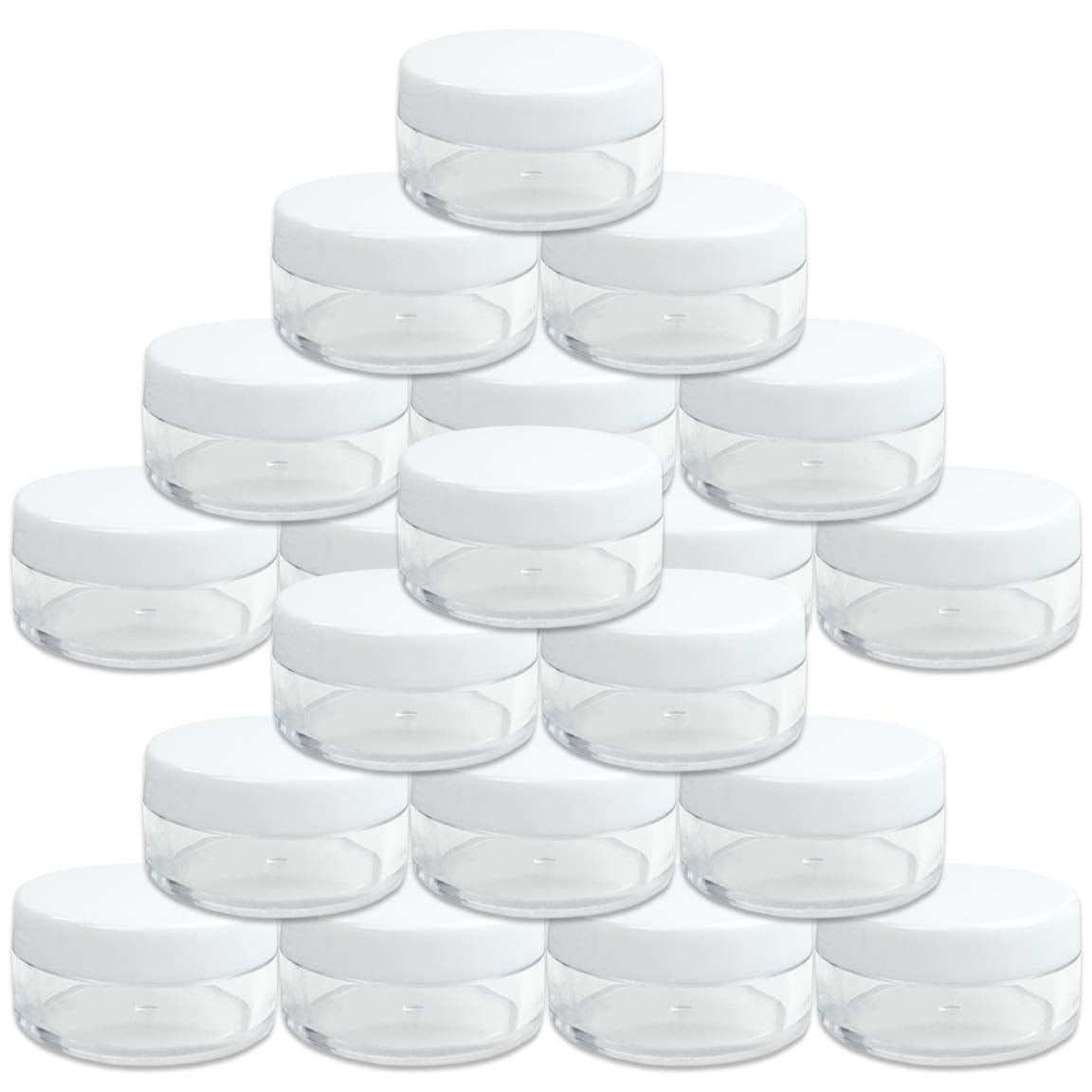 (Quantity: 20 Pieces) Beauticom 10G/10Ml Round Clear Jars With White Lids For Small Jewelry, Holding/Mixing Paints, Art Accessor