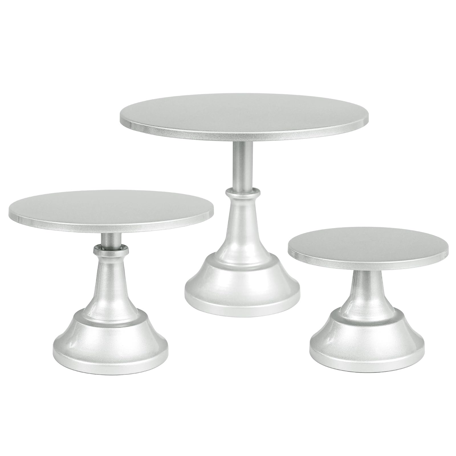 HNPSTBNO 3 Piece Silvery Cake Stand,8/10/12 Inch,Metal Round Cake Holder