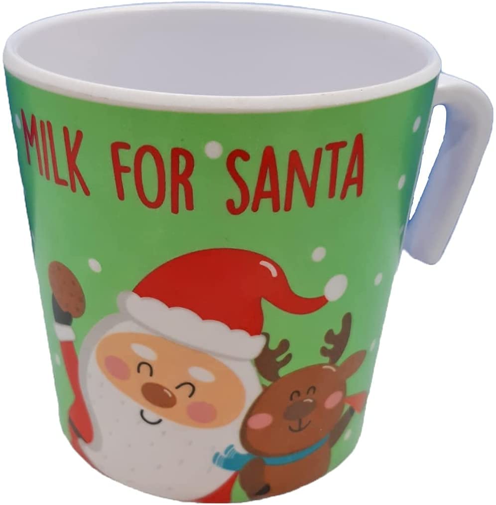 REGENT Cookies For Santa Plate and Mug Set: Elf  Reindeer and Santa Designs Melamine Wares (Santa  1 Plate & 1 Cup)