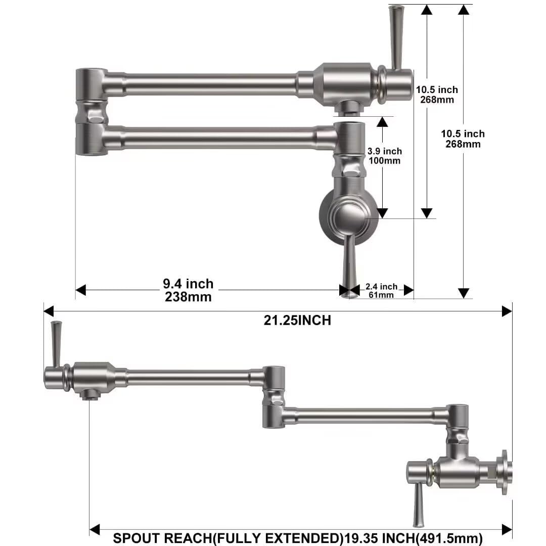 Imlezon Stainless Steel Pot Filler Faucet Commercial Wall Mount Kitchen Sink Faucet Folding Stretchable With Single Hole Two Han