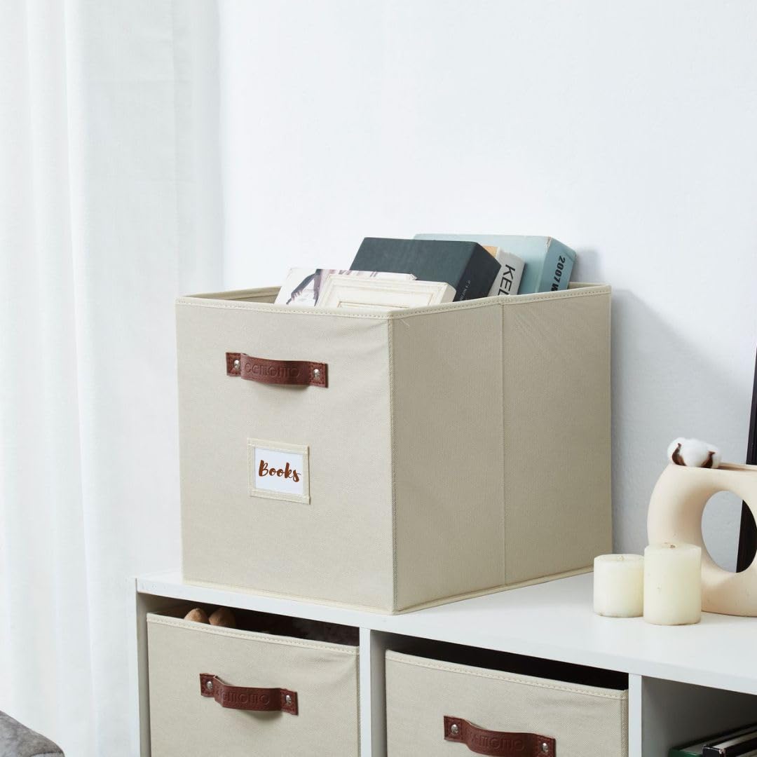 Decomomo Storage Baskets 13X15X13 Storage Cube Bins With Label Holders, Kallax Storage Cubes For Organizing Shelves Nursery Toy