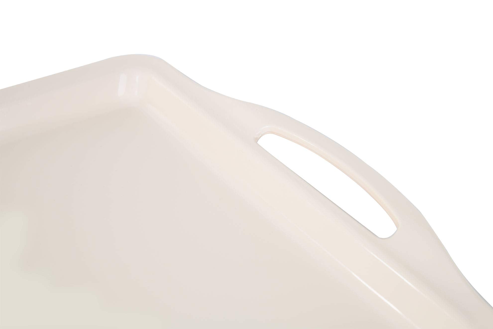 Mintra Home Durable Serving Tray - (1Pk, Cream) Unbreakable, Breakfast, Cafeteria, Fast Food, Handles