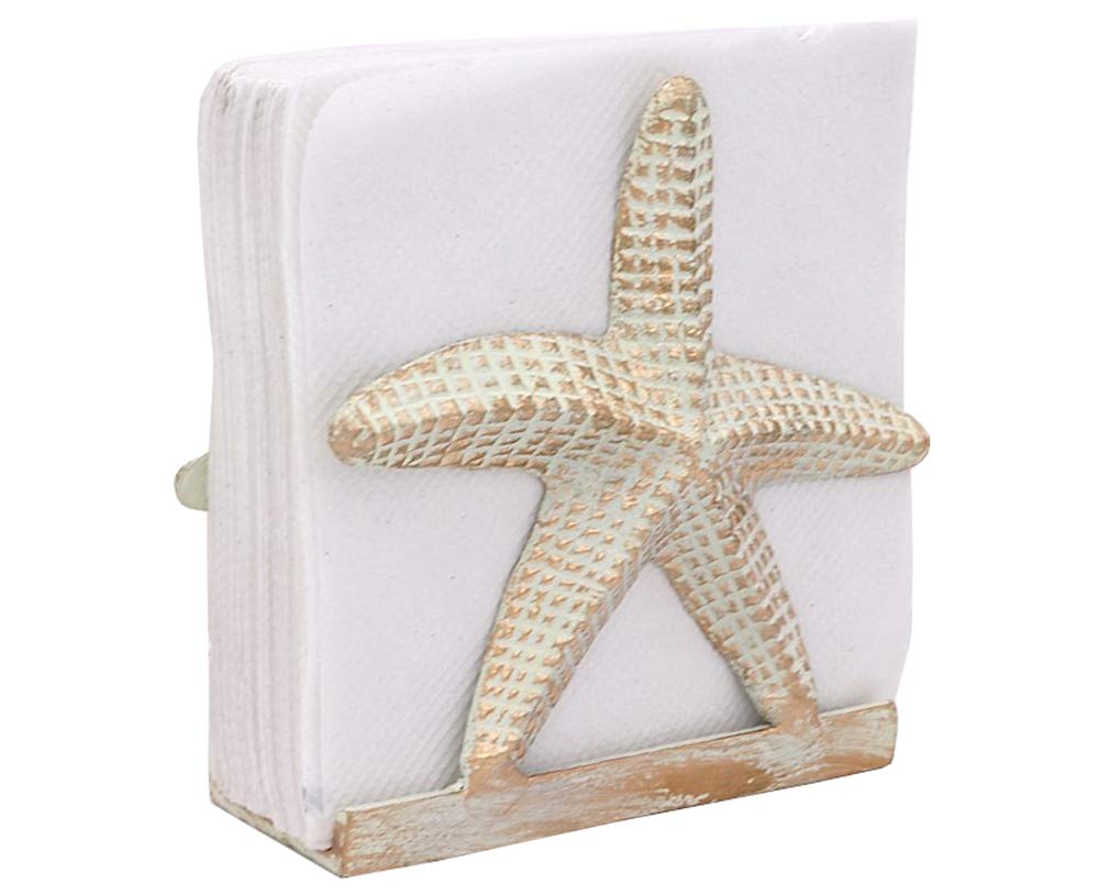 Thdc Nautical Napkin Holder, Lunch, Dinner, Nautical Collection Napkin Holder, Made Of Metal (Star Off-White)