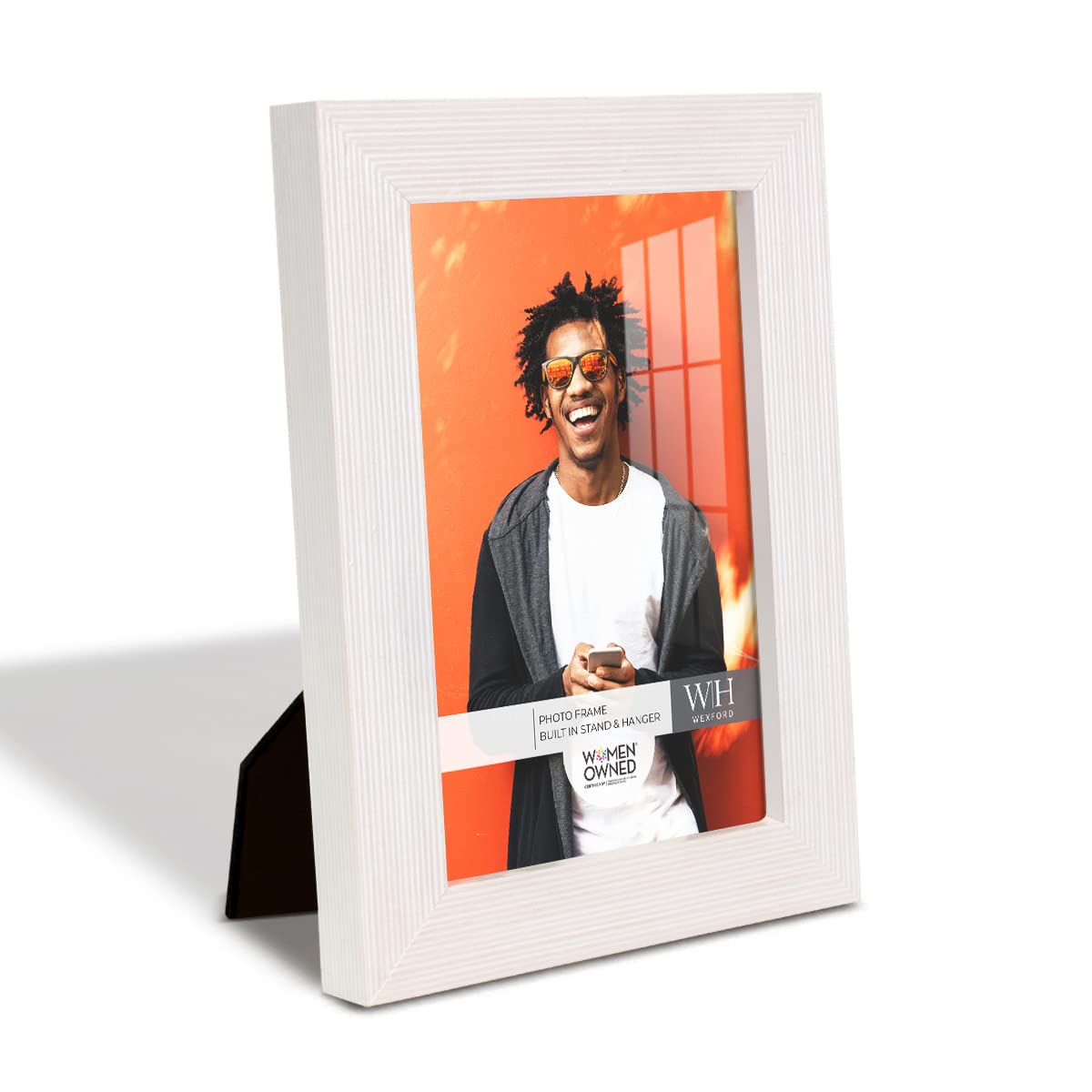 Renditions Gallery 4x6 inch Picture Frame Modern Style Wood Pattern and High Definition Glass Ready for Wall and Tabletop Photo 